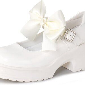 Women's Mary Janes Platform Chunky Heels Wedding Shoes Ankle Strap Oxfords